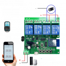 4CH Wifi Smart Home Motor Controller,DC 12V 24V 32V 220V RF433 Remote,4 Channel Relay Switch for Alice Alexa,Tuya Smart Life