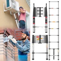 3.8M Telescopic Ladder Stainless Steel Convenient Extendable Folding Ladder,Easy to carry, suitable for pulling walls, changing