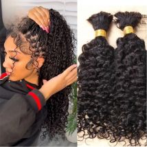 Bulk Human Hair For Braiding Wholesale Burmese Boho Braids Human Hair Extensions No Weft Double Drawn Curly Hair Bulk 3Bundles