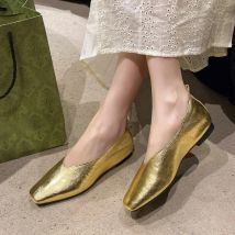Women's Loafers Genuine Leather Luxury Shoes Sss Grade Silver Heels Gold Pumps Square Toe Elegant Mary Janes Shoes For Women