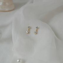 HI MAN 925 Sterling Silver Plated 14K Gold  Small Cute Zircon Stud Earrings Women Classic Elegant Wedding Jewelry