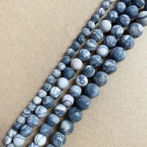 Natural Stone Matte Spider Web Jasper Round Loose Beads 15" Strand 4 6 8 10 12MM Pick Size For Jewelry Making DIY