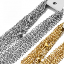 10pcs 50cm Width 2mm Stainless Steel Gold Color Plated Necklace Cuban Chains for DIY Jewelry Findings Making Materials Handmade