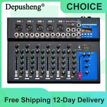 Depusheng FD7 Professioneller Audiomixer mit 7-Kanal-tragbarer DJ-Mischpult mit USB-Schnittstelle für Leistung