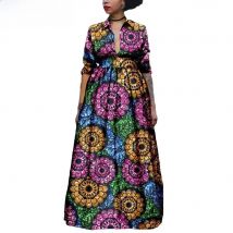 2026 African Long Maxi Dresses for Women Half Sleeve Ankle-length Notched Collar Party Dress Print Ankara AFRIPRIDE A1825075