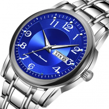 Classic Men's Watches Steel Band Fashion Luxury Luminous Quartz Watch For Man Dual Calendar Male Clock reloj hombre Clock