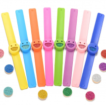 10pcs/Lot 8 Color Mixed Candy Kids Smile Silicone Slap Diffuser Bracelet Essential Oil Diffuser Silicone Bracelets for Children
