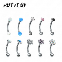 F136 Titanium Classic Eyebrow Piercing Inlaid Opal Zircon 16G Internal Thread Banana Curved Lip Navel Piercing Piercing Jewelry
