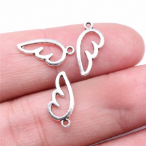 WYSIWYG 40pcs Charms 16x8mm Angel Wing Charms For Jewelry Making DIY Jewelry Findings Antique Silver Color Alloy Charms Pendant