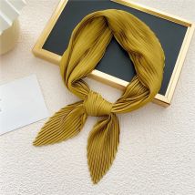 Square Scarf Silk Pleated Scarf Women Solid Color Headscarf Foulard Scarves Decorative Headscarf Scarves Skinny Hair Tie Band