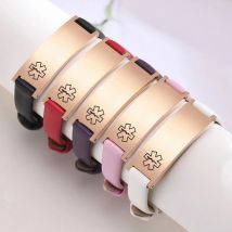 Free Engraving Medical Alert ID Bracelets Womens, Customized Adjustable Leather Chain Wrap Bracelets for Anxiety Type 2 Diabetes