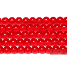 Smooth Red Glass Loose Beads 15" Strand 6 8 10 MM Pick Size For Jewelry Making