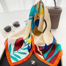 2025 Fashion Luxury Brand 70cm Silk Square Scarf Women Satin Shawl Wrap Hijab Echarpe Neck Tie Female Hair Bandana Headkerchief