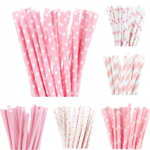 25pcs/lot Light Pink Paper Straws For Kids Birthday Anniversary Wedding Party Decoration Design Paper Drinking Straws