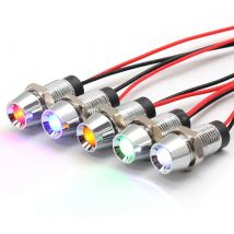FILN metal signal lamp indicator light 8mm red yellow blue green white 12V led with 20cm cable