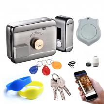 WiFi Control Electric Lock Gate Lock Access Control System Electronic Integrated RFID Door Rim Lock with Ring Remote AUTO Close