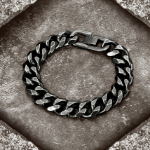 New Men's Vintage Grey Bracelet Stainless Steel Curb Cuban Link Chain Hiphop Trendy Handmade Jewelry For Brother Boyfriends Gift