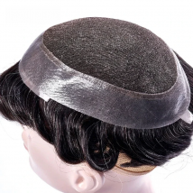 Australia Man Toupee Lace PU Indian Human Hair Wigs High Quality Men's Capillary Prothesis Natural Real Hair System Replacement