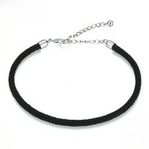 bamoer 925 Sterling Silver Black Basic Braided Bracelet White Four Colors Gray Red Mixed Bracelet for Women DIY Fashion Jewelry