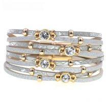 WELLMORE 4 colors Bohemia leather bracelets for women Metal beads charm bracelets magnet bracelet fashion jewelry wholesale