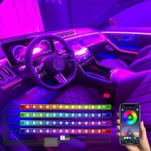 4in1 Neon LED Car Interior Ambient Backlight Lights Kit Wireless App Remote Music Control RGB Mood Auto Decoration Foot Lamp