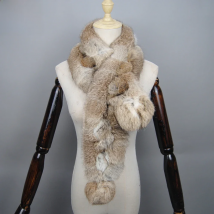2025 New Arrival Winter Real Rabbit Fur Scarf Women Long Warm Genuine Rabbit Fur Scarves Female Knit Fluffy Pompoms Fur Scarves