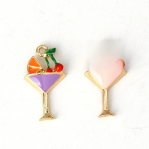 DoreenBeads Zinc Based Alloy Charms Pendant Wine Glass Gold Multicolor Cherry Enamel DIY Findings 19mm x 11mm( 3/8"), 10 PCs