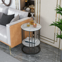 Tall Frame End Table Sintered Stone Tabletop Nightstand Storage Coffee Accent