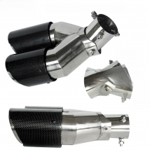 genuine SUMSOO Car Universal Angle Adjustable Double-out Carbon Fibre Exhaust Tip Straight Edge  Carbon Fiber Muffler Tip