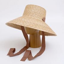 Cappello di paglia a tesa larga da donna con cinturino sottogola Cappelli da sole estivi Protezione solare UV Cappello da spiaggia Cordino antivento Cappello da viaggio derby UPF