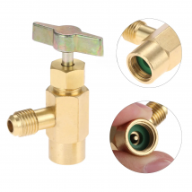R-1234YF AC Refrigerant Can Bottle Tap Opener Valve Tool 1/4 Male+ 1/2" ACME LH Female direct Fit for R12 R22 manifold