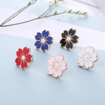 Cherry Flower Gold Silver Brooch Pin Buttons Pins Pin Badges For Bags Japanese Style Jewelry Gift For Girls Flower Brooch