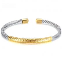 VQYSKO Stainless Steel Cable Mesh Cuff Bracelets Chain Bracelet Bangles For Women Jewelry