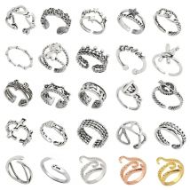 Simple Design Cool Rings Gothic Deep Sea Squid Octopus Ring Irregular FAITH Cross Opened Adjustable Ring Fashion Couple Jewelry