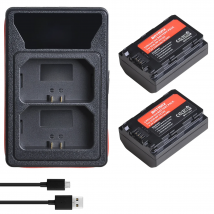 2X 2280mAh NP-FZ100 NPFZ100 NP FZ100 Battery + LCD Dual USB Charger with Type C for Sony Alpha A7III A7R III A9 Alpha 9 A7R3