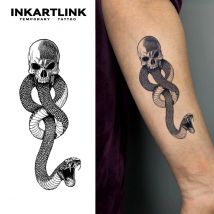 Temporäres Tattoo mit Schlangenschädel, hält bis 15 Tage, neue Technologie, magischer, wasserfester, semi-permanenter Aufkleber
