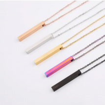 Fnixtar 5Pcs/Lot Mirror Polished Stainless Steel Square Vertical Strip Bar Pendants Necklaces For DIY Custom Logo Name Jewelry