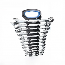 1/4-7/8 Inch Size Keys Ratchet Wrench Set Hand Tools 72-Tooth Ratcheting with Storage Plastic Rack