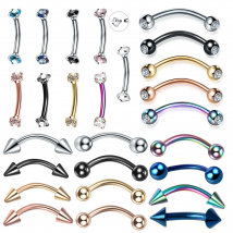 2PC Stainless Steel Crystal Eyebrow Piercing Stud Curved Barbell Zircon Banana Earring Lip Bar Daith Helix Body Jewelry Piercing