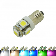 E10 5 SMD 5050 LED Lamp White Warm Blue Green Pink Iceblue Lights MES Miniature Screw Bulbs For LIONEL DC 12V