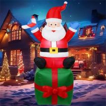 Santa Sit on Gift Box 6FT Christmas Inflatable Decorations Toys LED Lights Inflated Model Toy Outdoors Xmas Party Yard Props