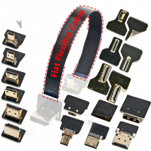 Ribbon FPV HDMI-Compatible Connector Flexible Flat Cable Raspberry Pi 4 Micro HDMI to HDMI/Mini HDMI Female 90 Degree FFC 20pin