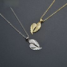 LIVVY New Silver Color Angel wings Zircon Pendant Necklace Clavicle Chain for Women Men Fashion Jewelry