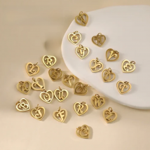 SUNIBI Stainless Steel Letter Heart Shape Hollow Pendant Charm for Bracelet Necklaces  for Women DIY Jewelry Making