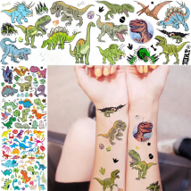 Realistic Roaring Dino Temporary Tattoos Sticker For Boys Girls Flash Jurassic Tattoo Cute Fake Cartoon Body Art Tatoos For Kids