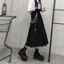 High Waist Cargo Skirts Woman Harajuku 2025 Loose A-line Pocket Midi Long Black Skirt Hip Hop Fashion Streetwear OverSize