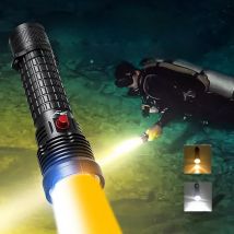 2025 Professional Diving Flashlight USB Rechargeable Torch IPX8 Waterproof Diving Lamp Built-in Battery Underwater Diving Torch