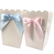 6pcs White Popcorn Boxes Movie Night Containers Boy Girl Gender Reveal Party Baby Shower Decorations Wedding Birthday Supplies