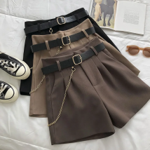 New Casual Comfortable Elegant Wild Shorts With Belt Women's Woolen Shorts Autumn Winter Slim Wide Leg A-line Shorts