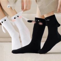 Hand Holding Socks Magnetic In Hands Funny Men For Women Novelty Friendship Couples Bestie Gift Boyfriend Girlfriend White Socks